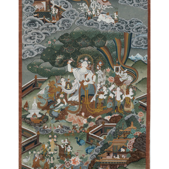 A Tibetan thangka depicting White Tara, 18/19th C.