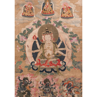 Chinese school: 'Usnisavijaya', ink and colour on silk, Qing or later