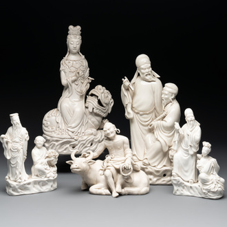 Five Chinese Dehua blanc de Chine groups, 20th C.