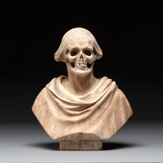 A carved marble 'Vanitas' or 'Memento Mori' bust, Italy, 18th C.