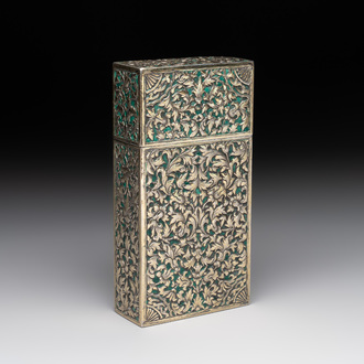 A Thai green-enamelled gilt silver box and cover, Ngern Lai 紋銀 and Yu Yuan 匯源 mark, Bangkok, 19/20th C.
