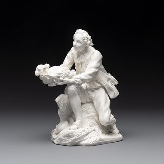 A Sèvres biscuit porcelain figure 'Le Porteur de Mouton' by Fernex, after Boucher, 18th C.