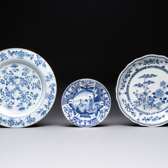 Two Chinese blue and white dishes and a plate, Yongzheng and later