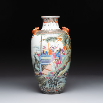 A fine Chinese famille rose vase, Qianlong mark, Republic