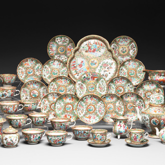 A Chinese Canton famille rose 38-piece tea service, 19th C.