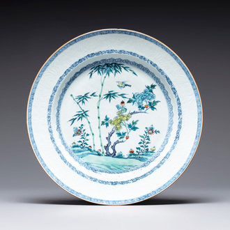 A Chinese doucai 'bird and flowering branches' dish, Yongzheng