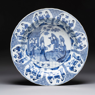 A Chinese blue and white 'Senses of Smell' dish for the European market, Kangxi mark and of the period