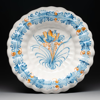 A polychrome lobed 'floral' dish, Nevers, 17th C.
