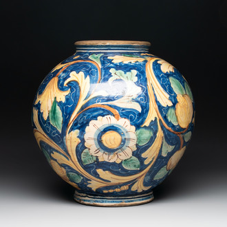 A large polychrome Italian maiolica jar, Caltagirone, 19th C.
