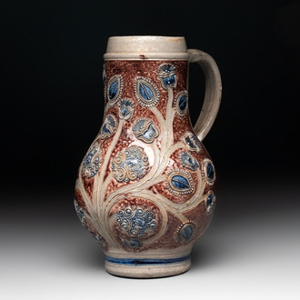 A Westerwald stoneware jug, Germany, 17th C.