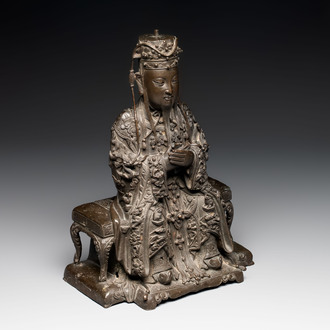 A fine Chinese bronze sculpture figure of Wenchang, Ming