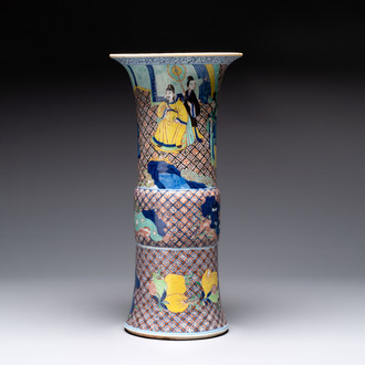 A Chinese wucai 'gu' vase with 'Guo Ziyi 郭子儀', Wanli mark, 19th C.