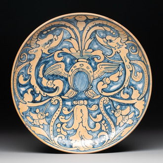 An Italian maiolica heraldic dish, Gubbio, 19th C.