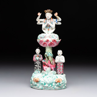 A Chinese famille rose two-piece group of Doumu 斗母 and attendants, Republic