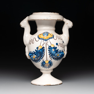 A polychrome two-handled vase, Nevers, 17th C.