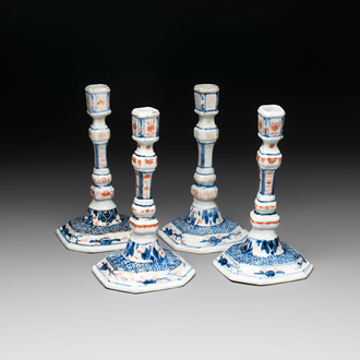 A set of four Chinese Imari-style candlesticks, 18th C.