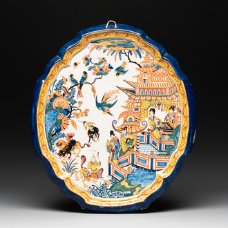 A fine polychrome Dutch Delft kakiemon-style plaque, 18th C.