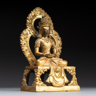 A Chinese gilt-bronze Buddha Amitayus, 18th C.