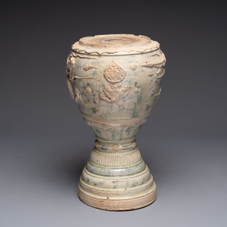 A large Annamese or Vietnamese blue and white inscribed altar vase, 16th C.