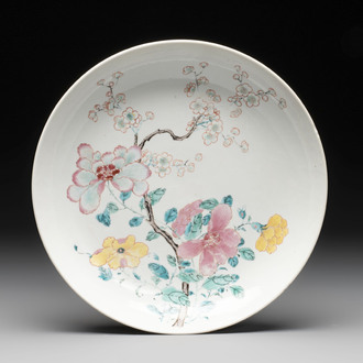 A Chinese famille rose dish with floral design, Yongzheng