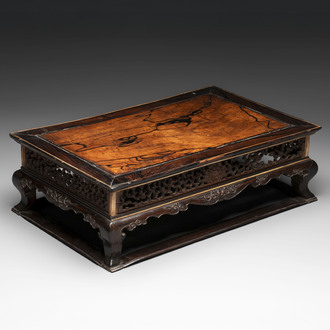A finely carved Chinese hardwood stand, Qing