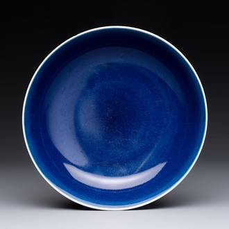 A fine Chinese blue-glazed plate, Kangxi mark and of the period