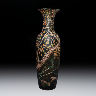 A massive Chinese famille noire 'prunus blossoms' vase, Kangxi mark, 19th C.