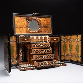 A rare bone-inlaid Nasrid-style table cabinet, Spain, 19th C.
