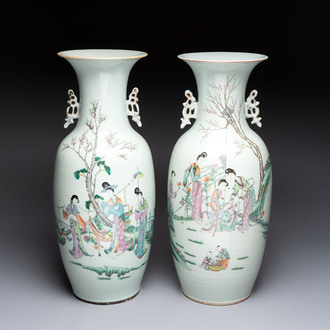 Two Chinese famille rose vases, signed Chen Shitai 陳時泰 and Huang Zhengshun 黃正順, 19/20th C.