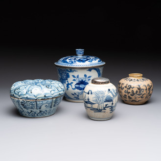 Four Chinese and Annamese or Vietnamese blue and white wares, 15th/19th C.