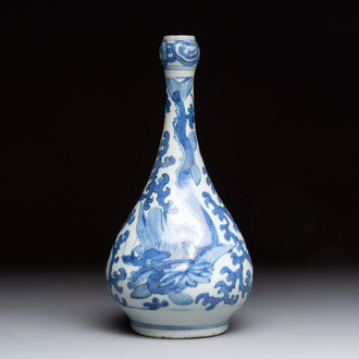 A Chinese blue and white 'winged dragon' garlic-mouth vase, Wanli