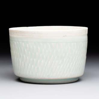 A Chinese qingbai bowl with castor relief design, Song