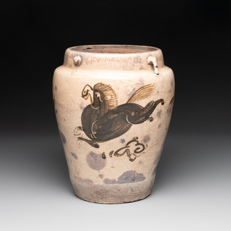 A Chinese cizhou jar with mythical horse design, 17/18th C.