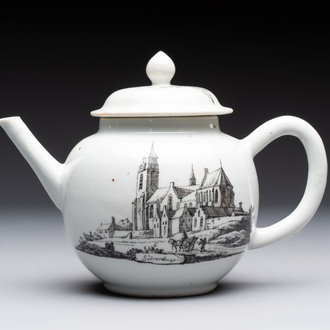 A Chinese grisaille 'Scheveningen' and 'Workum' teapot, Qianlong