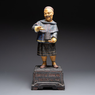 A French papier-mâché figure of a mandarin, inscribed 'Compagnie Française Des Chocolats et Des Thés', 20th C.