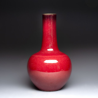 A Chinese copper-red-glazed bottle vase, 19th C.