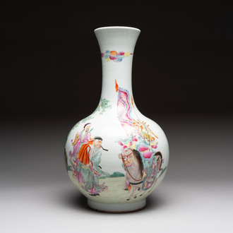 A Chinese famille rose vase with narrative design, Republic