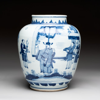 A Chinese blue and white 'Lian Sheng San Ji 連升三級' vase, Transitional period