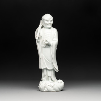 A Chinese Dehua blanc de Chine Damo, Dehua and He Chaozong 何朝宗 mark, 19th C.