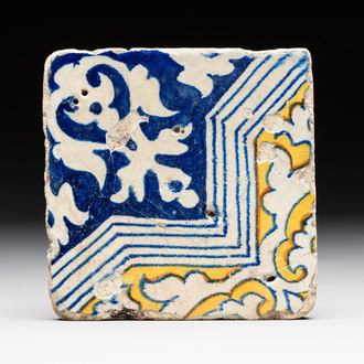 A polychrome Antwerp maiolica 'ornamental' tile, ca. 1560