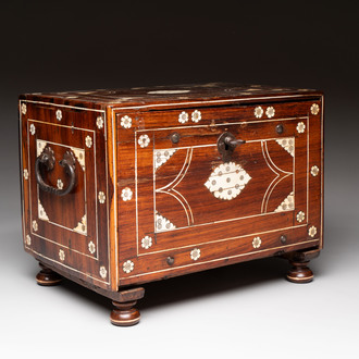 An Indo-Portuguese rosewood table cabinet, Gujarat or Sindh, 17th C.