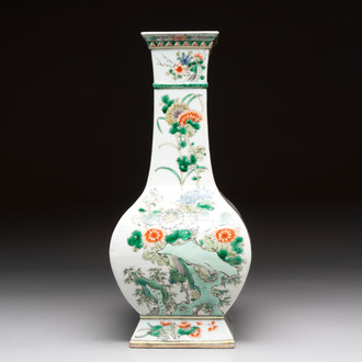 A Chinese famille verte 'zun' vase with floral design, 19th C.