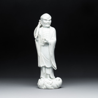 A Chinese Dehua blanc de Chine Damo, Dehua and He Chaozong 何朝宗 mark, 19th C.