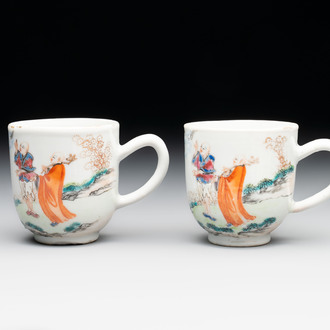 A pair of Chinese famille rose 'Luohan' cups, Qianlong