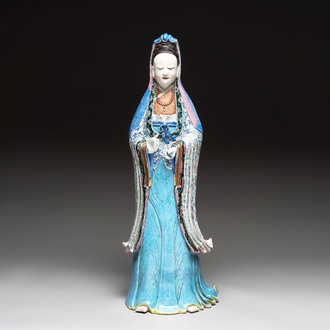 A fine and large Chinese famille rose Guanyin, Jiaqing