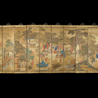In the manner of Qiu Ying 仇英 (1494-1552): 'Festival in Chinese Garden', ink and colour on silk, 17/18th C.