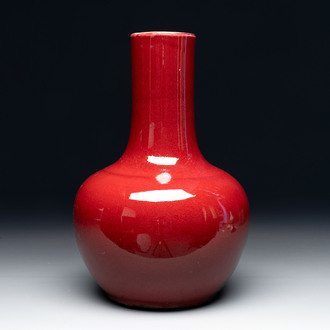 A Chinese copper-red-glazed bottle vase, 19th C.