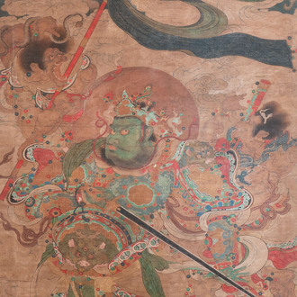 Chinese school: 'Heavenly king', ink and colour on silk, Qing or later
