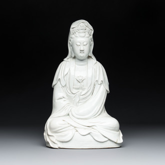 A Chinese white-glazed Guanyin, Kangxi mark, 19th C.