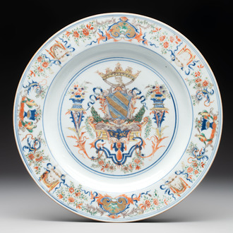 A Chinese verte-Imari armorial dish with the arms of Ataide for the Portuguese market, Kangxi, ca. 1720